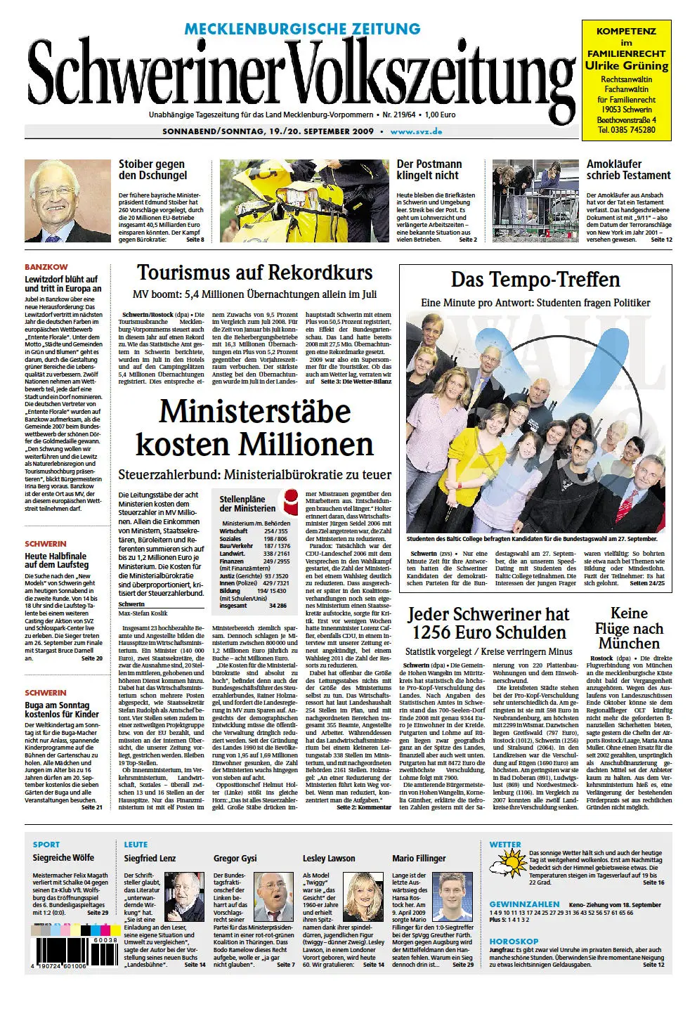 Schweriner Volkszeitung 19.09.2009