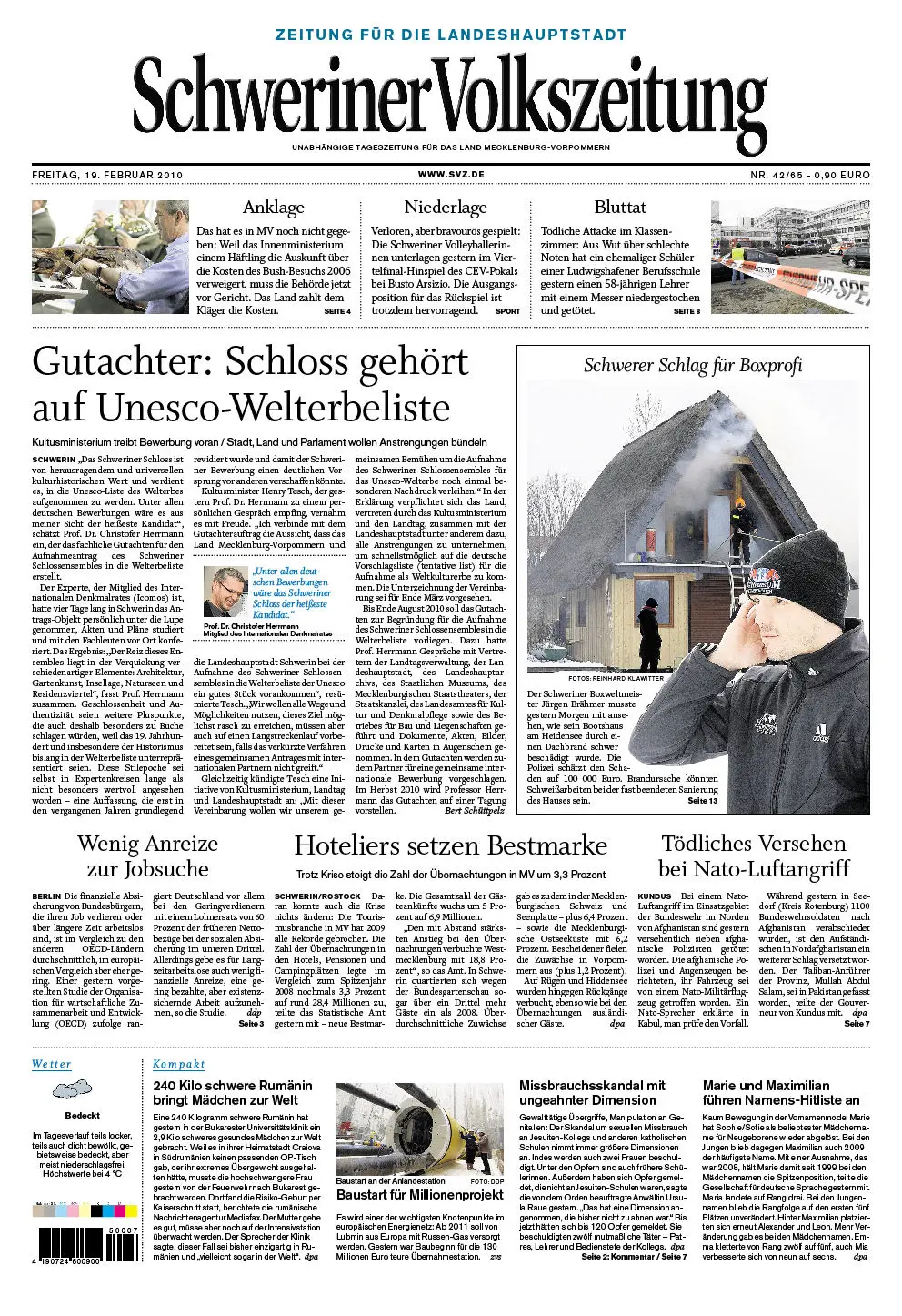 Schweriner Volkszeitung 19.02.2010 (Ausgabe Stadt Schwerin)