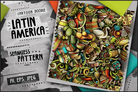 EE - Latin America Doodle Cartoon Seamless Pattern E7ZTL9H