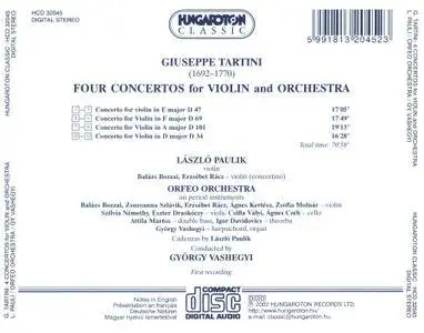 Tartini - Four Concertos for Violin and Orchesta (Gyorgy Vashegyi) (2002) {Hungaroton} (REPOST)
