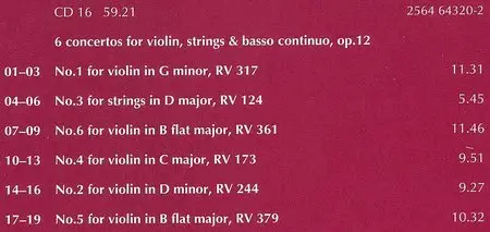 A.Vivaldi - Concertos and Sonatas, opp.1-12, I Solisti Veneti - Claudio Scimone CD16 of 18CDs