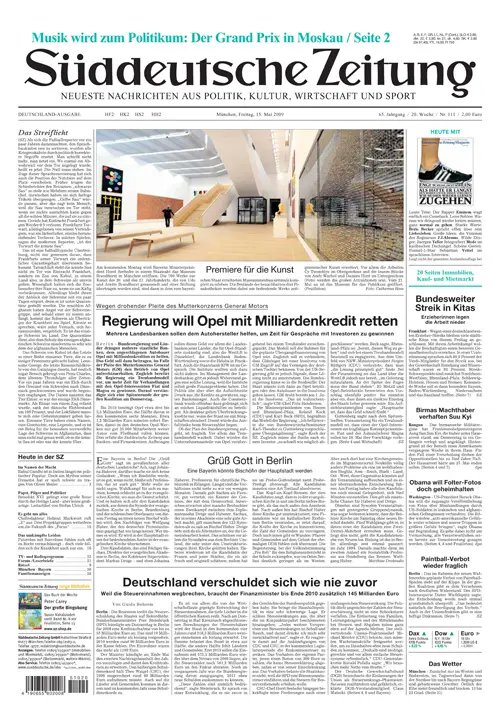Sueddeutsche Zeitung vom 15.05.2009