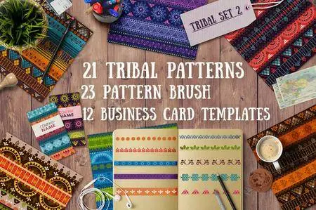 CreativeMarket - 2.Tribal patterns, brushes and cards