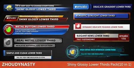 Shiny Glossy Lower Thirds Pack (10 in 1) - Project for After Effects (VideoHive)