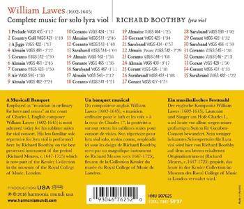 William Lawes (1602-1645) - Richard Boothby - Complete Music for Solo Lyra Viol (2016) {Harmonia Mundi Digital Downloads}