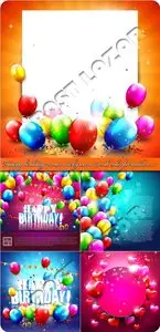 Happy birthday vector background with colorful balloons 7