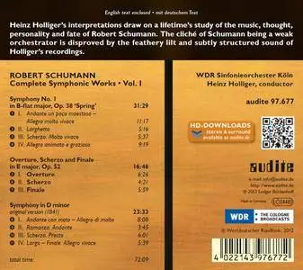 Heinz Holliger - Schumann: Complete Symphonic Works, Vol. I (2013) [Official Digital Download 24/48]