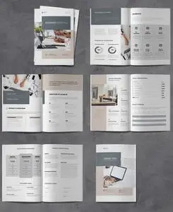 Proposal Brochure Layout with Gray and Beige Accents 538999993