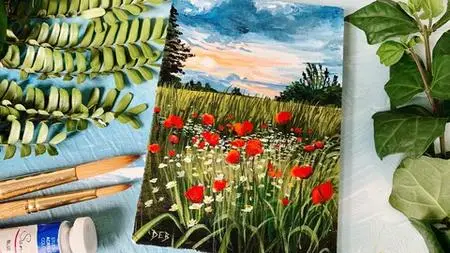 Valley Of Flowers - Acrylic Landscape Painting