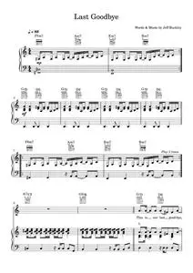 Last goodbye - Jeff Buckley (Piano-Vocal-Guitar (Piano Accompaniment))