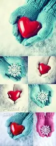 Stock Photo - Snowflake & Heart in Hands