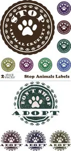 Vectors - Stop Animals Labels
