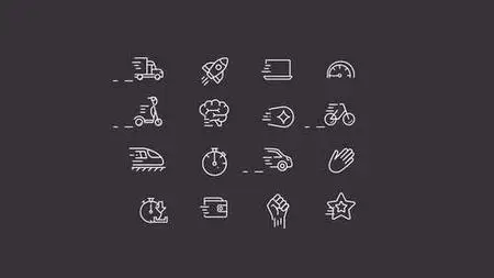 Animated Moving White Line Icons Pack 1439646
