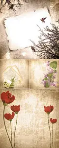 Grunge Floral Cards Vector