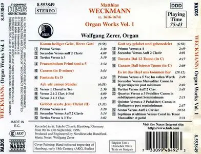 Wolfgang Zerer - Matthias Weckmann: Organ Works, Vol. 1 (1998)