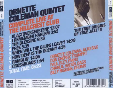 Ornette Coleman Quintet - Complete Live At The Hillcrest Club (1958) {2007 Gambit Records 69272}