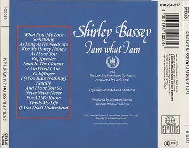 Shirley Bassey - I Am What I Am (1984, later reissue, Ariola # 610234)