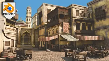 Blender Stylized Arabian Market Environment: Build 3D Scene