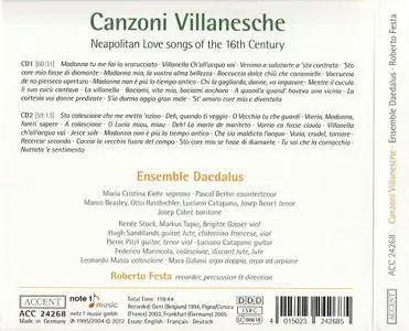 Ensemble Daedalus, Roberto Festa - Canzoni Villanesche: Neapolitan Love Songs of the 16th century (2012)