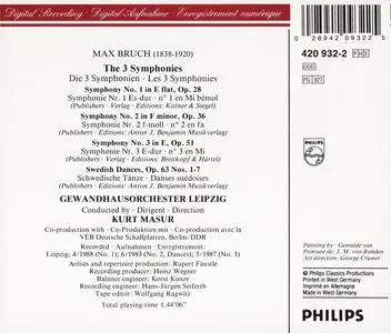 Kurt Masur, Gewandhausorchester Leipzig - Max Bruch: The 3 Symphonies; Swedish Dances (1993)