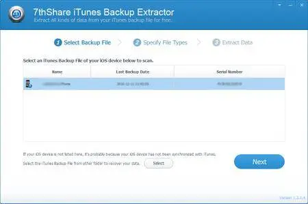 7thShare iTunes Backup Extractor 1.3.1.4