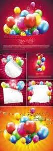 Color Festive Balloons Vector