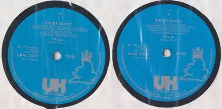 10 cc - Sheet Music - 1974 - 24/96  VINYL - UK Original Pressing - UKAL 1007