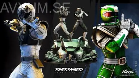 WICKED - Power Ranger Green and Power Ranger White Diorama