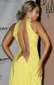 Beyonce in a Plunging Back-But Dress