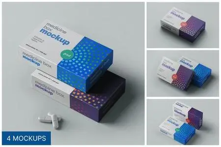 Pill Box Medicine Packaging Mockup Set