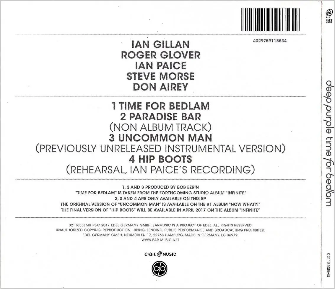 Deep Purple - Time For Bedlam (2017) Single