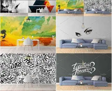 CreativeMarket - Wall Mockup - Sticker Mockup Vol 161-170