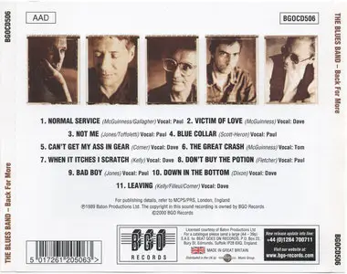 The Blues Band - Back For More (1989) [2000, BGO Records, BGOCD506]