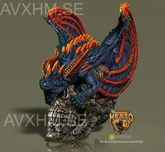 Hex3D - Multicolor Dragon Skull