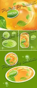 Fresh Juicy Fruit Labels Vector