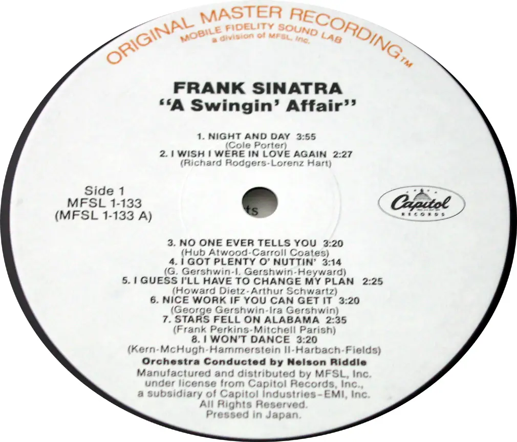 Frank Sinatra: a Swingin' Affair! (Japan MFSL Limited Edition 200 Gram Pressing - 24/96)