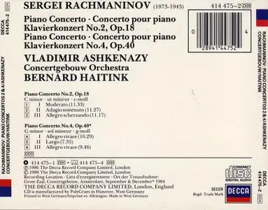Vladimir Ashkenazy, Bernard Haitink, Concertgebouw Orchestra - Rachmaninov: Piano Concertos 2 & 4 (1986)