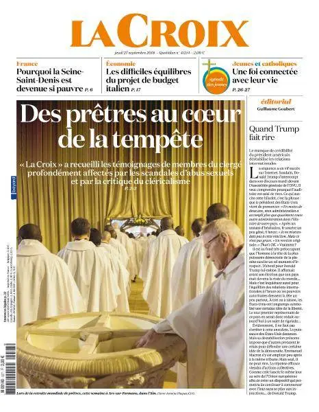 La Croix du Jeudi 27 Septembre 2018