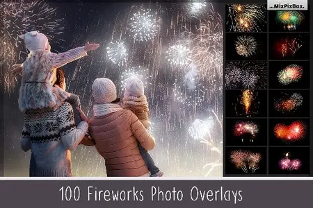 CreativeMarket - 100 Fireworks Overlays 1608202