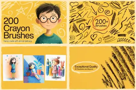 200 Crayon Brushes for Photoshop
