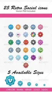 GraphicRiver 25 Retro Social Icons Badge/Label Pack