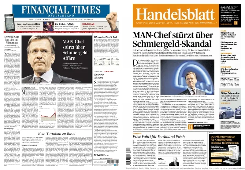 FinancialTimes Deutschland  & Handelsblatt vom 24.11.2009