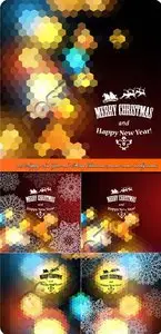 2014 Happy New Year and Merry Christmas mosaic vector backgrounds