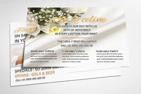 CreativeMarket - Wedding Invitation Postcard PSD