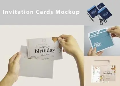 4 Invitation Cards PSD Mockups Templates