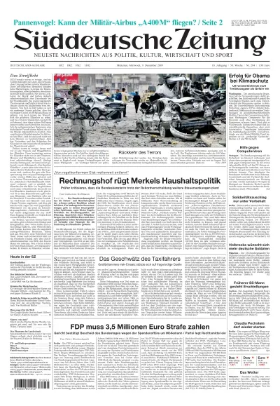 Sueddeutsche Zeitung vom 09.12.2009