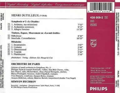 Semyon Bychkov, Orchestre de Paris - Dutilleux: Symphonie No. 2, Métaboles, Timbres, Espace, Mouvement (1994)
