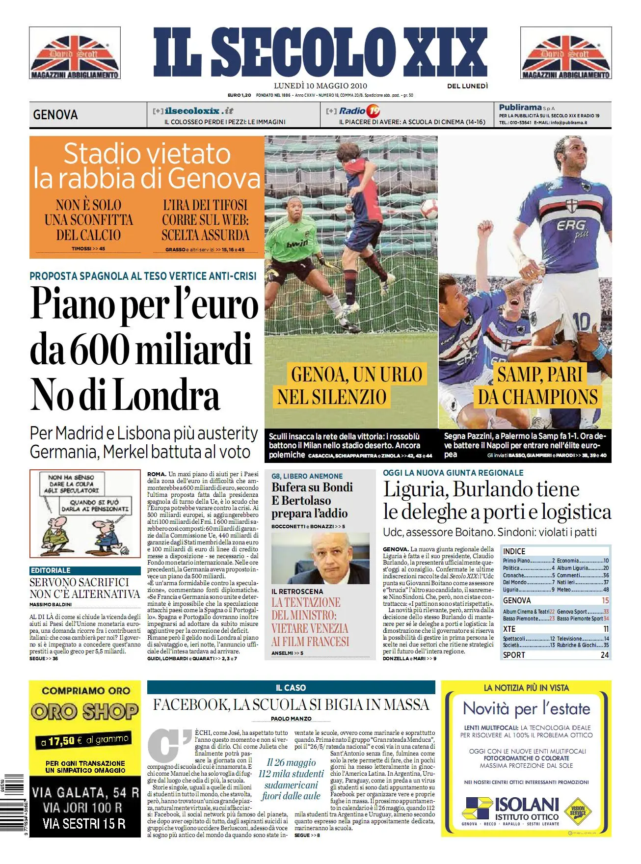 IL SECOLO XIX DEL 10 MAGGIO 2010