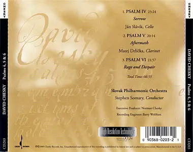 David Chesky - Psalms 4, 5 & 6 "Slovak Philharmonic Orchestra" (2000)