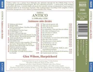 Glen Wilson - Andrea Antico: Animoso mio desire - 16th-Century Italian Keyboard Favourites (2015)